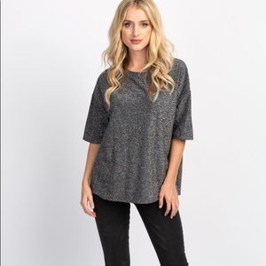 Black Glitter Short Sleeve Top